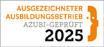 Ausgezeichneter Ausbildungsbetrieb AZUBI-GEPRÜFT 2025